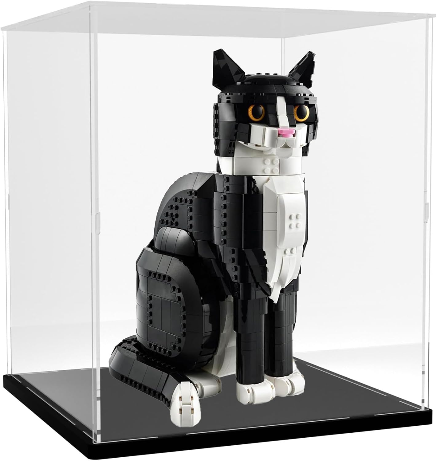 DuvinDD Acrylic Display Case Box for Collectibles for Lego Tuxedo Cat 21349, for Pac-Man Arcade Machine 10323, Clear Dustproof Display Box, Decorative Home Office Display Case (11.8x11.8x13.7inch)