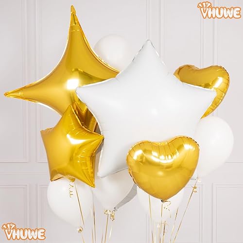Miniatura 58 de Globos de estrella rosa de 18 pulgadas, 10 unidades de globos metálicos de aluminio de helio de Mylar en forma de estrella rosa caramelo para Globos