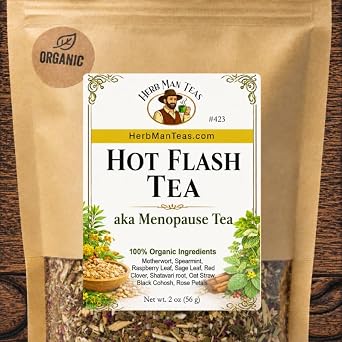 MENOPAUSE TEA Natural Support for Hot Flashes Formulated by Master Herbalist Khabir Organic Loose-Leaf Herbal Blend Caffeine-Free, Non-GMO, No Additives