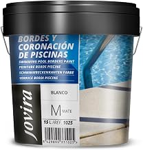 JOVIRA PINTURAS Pintura Bordes y Coronación de Piscinas. Antideslizante especial para renovar los bordes de las piscinas. (15 Litros, Blanco)