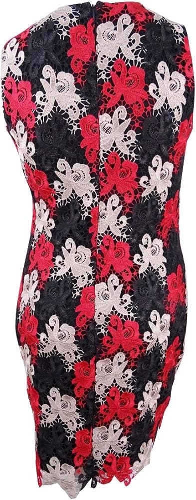 red and black calvin klein dress Calvin Klein Women's Black Red Floral Sleeveless MIDI Fit&Flare Party Dress S-12