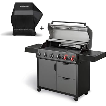 Enders Hyde 6 SIKR Turbo Gas Barbecue Black with Weather Cover