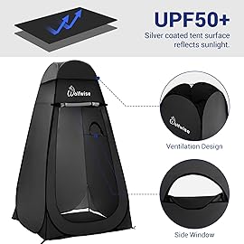 WolfWise Pop Up Changing Tent for Beach, Camping Portable Shower Tents, Outdoor Privacy Bathroom, Change Dressing Clothes Tent Pop Up Instant for Camp, Toilet, 6.9ft High, Black