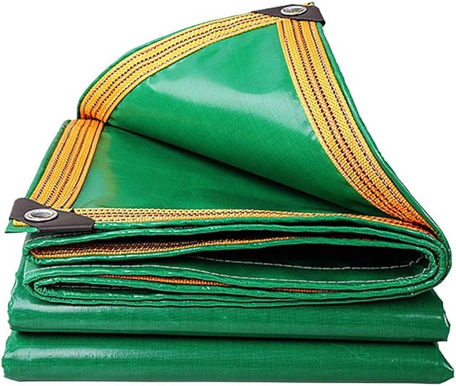Heavy Duty Tarpaulin Sheet Cover 100% Waterproof FUCNEN Weather Resistant Tarp Multi-Purpose for Kennels Chicken Coop Fishpond Hay Log Pile Roof Trailer Outdoor Furniture Green Ground Sheet 3*2M