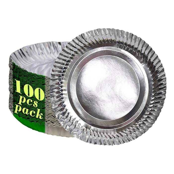 Buy MUIB® Paper Plates Silver Coated, Paper Plate Eco Friendly, Round
