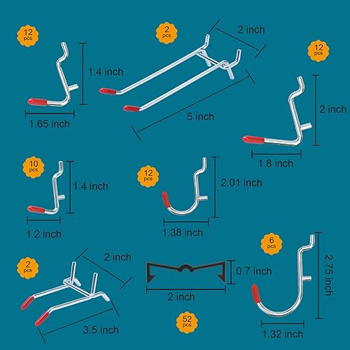 Miniatura 5 de Kit organizador de accesorios de tablero de clavijas, 148 piezas, cubos de tablero de clavijas, juego de tableros de clavijas para herramientas,