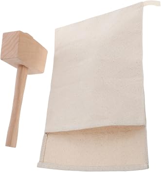 KICHOUSE 2pcs Effortless Ice Cube Breaker Bag Mallet for Bars Home and Restaurants Ice Fast and Clean