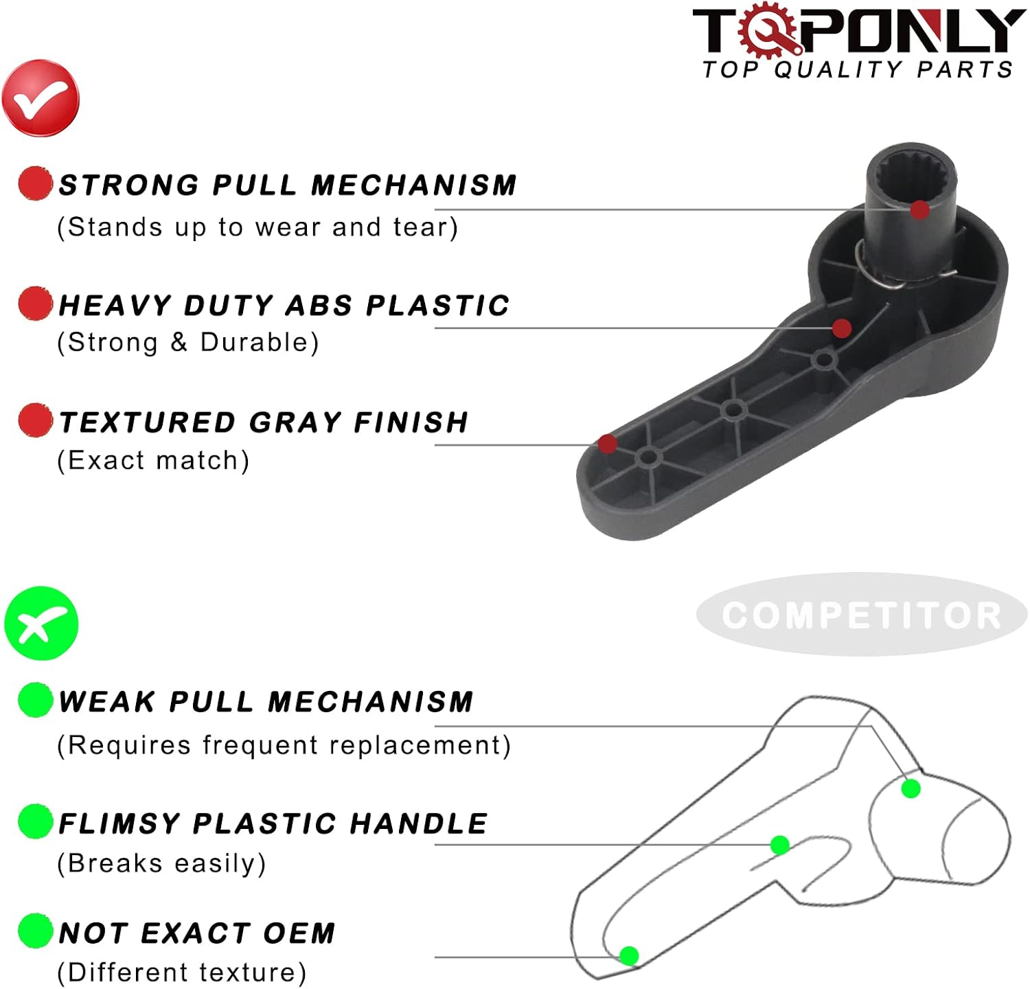 TQPONLY Seat Recliner Handle Lever Front Left Driver Side (Gray) Compatible with 2005-2014 Ford Mustang Replaces 7R3Z6362622BC