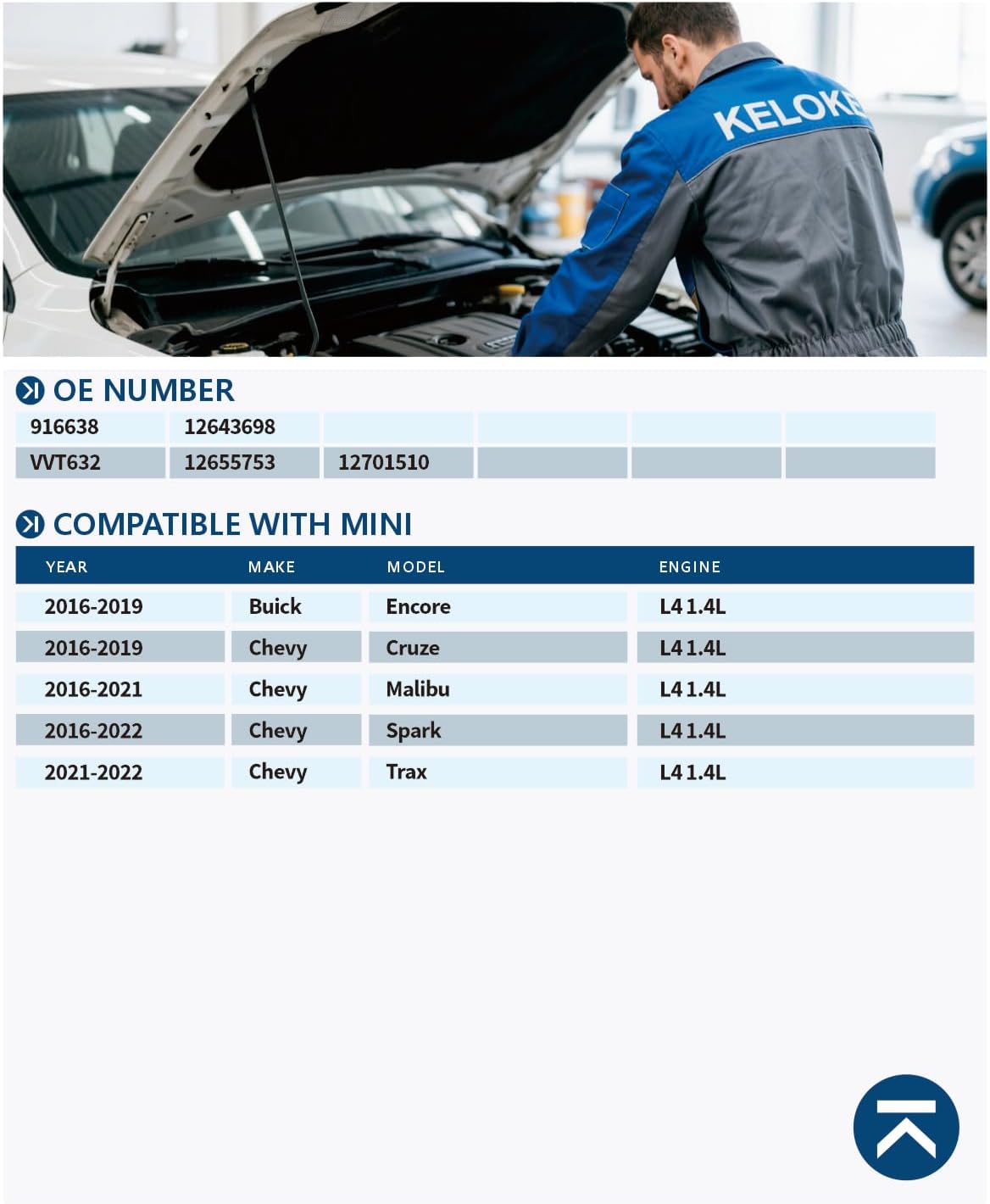 KELOKE 2PCS Variable Valve Timing (VVT) Sprocket Gear Compatible with Chevy 2016-2020 Malibu; 2016-2019 Cruze; 2016-2022 Spark; 2021-2022 Trax &Buick Encore 2016-2019, Replace#916638 12643698 12655753
