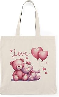 شنطة توت - شنطة يد كبيرة توت بتصميم حيوانات لعيد الحب بلون زهري - 163