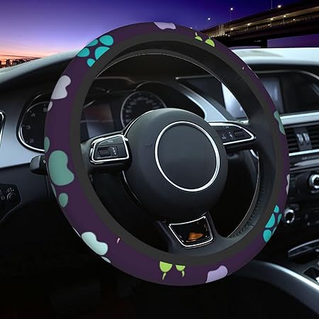 Amazon 犬の足跡 ハンドルカバー 自動車用ステアリングカバー おしゃれ ハンドルカバー かっこいい ステアリングカバー 快適な耐久性 安全性 汚れ 滑り防止 春 夏 秋 冬四節汎用 ステアリングホイールカバー ハンドルカバー 車 バイク