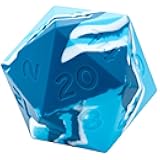 Gate Keeper Games & Dice: Random Encounter - Battle Ball - Blues & Bandage White Swirls, 58mm Epic Silicone D20 Dice, Role Playing Games Accessory