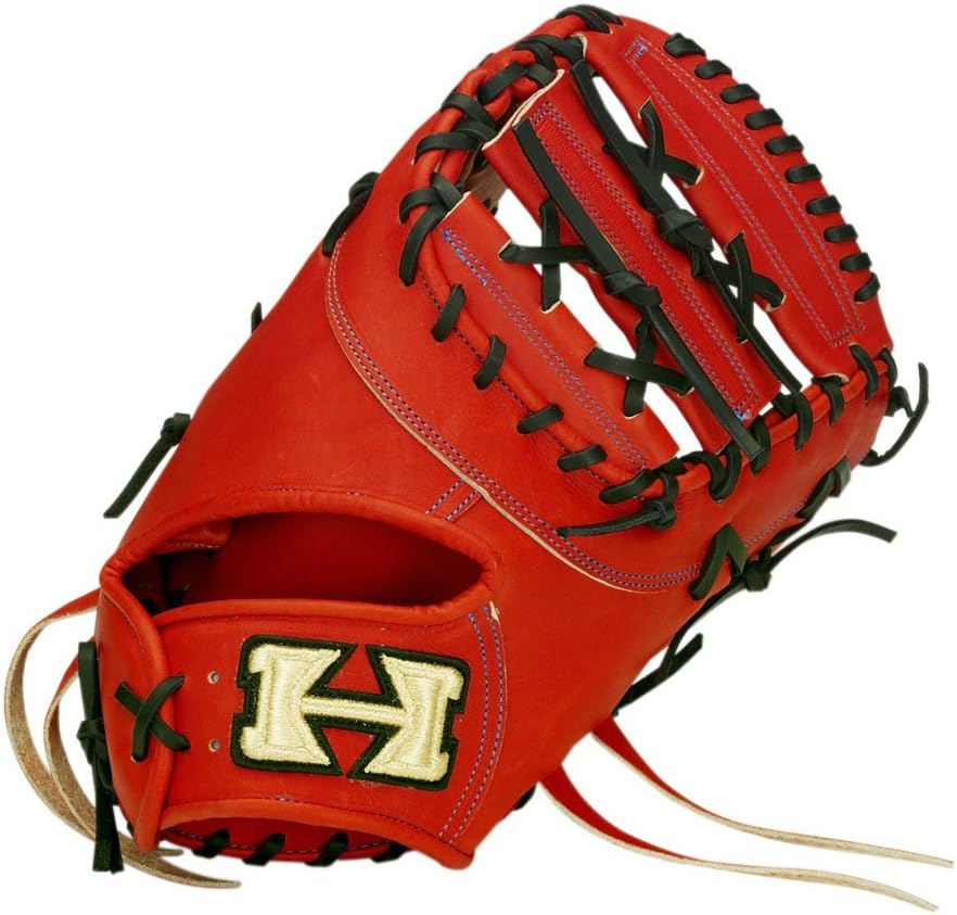 HI-Gold PAG-302F Hard First Mitt, PAG Deluxe Series, for First Base, LH, Right Throw, Fire Orange x Black