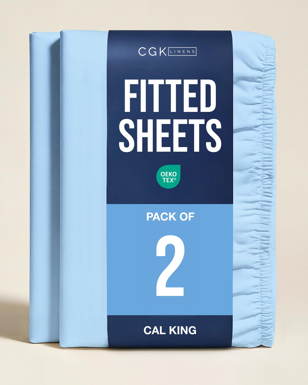 Cal King Fitted Sheet - Pack of 2 Single Fitted Bottom Sheet - Light Blue