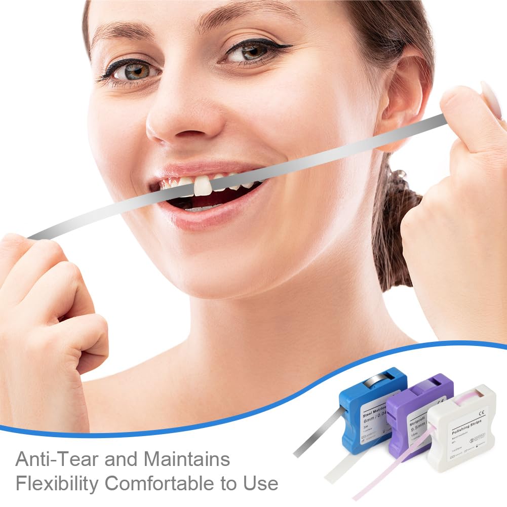 OFFCUP Tira de Pulido Dental 3m Rollo 6mm Abrasivos Blanqueadores Dientes Bandas Papel Lija Limpieza Whitening Azul