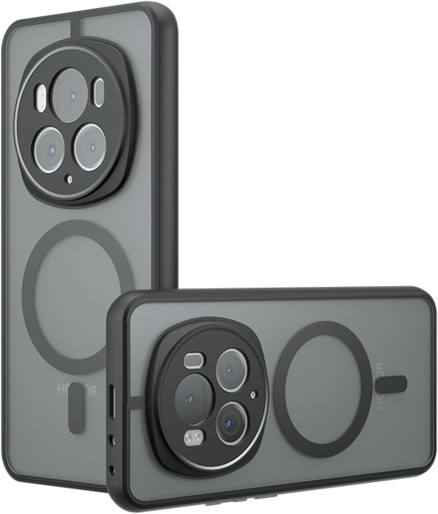 Compatible with Honor Magic6 Pro Phone Case Cover Lens Protection Built-in Magnetic Anti-Shock Matte Texture Black