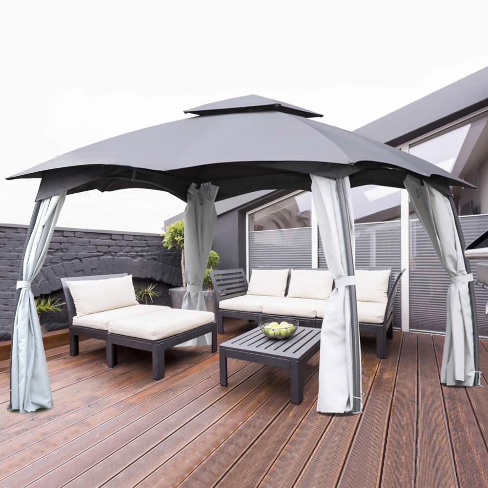 ONDIS24 Pérgola de jardín para fiestas 3 x 4 m + conjunto completo + resistente al agua en metal gris/blanco