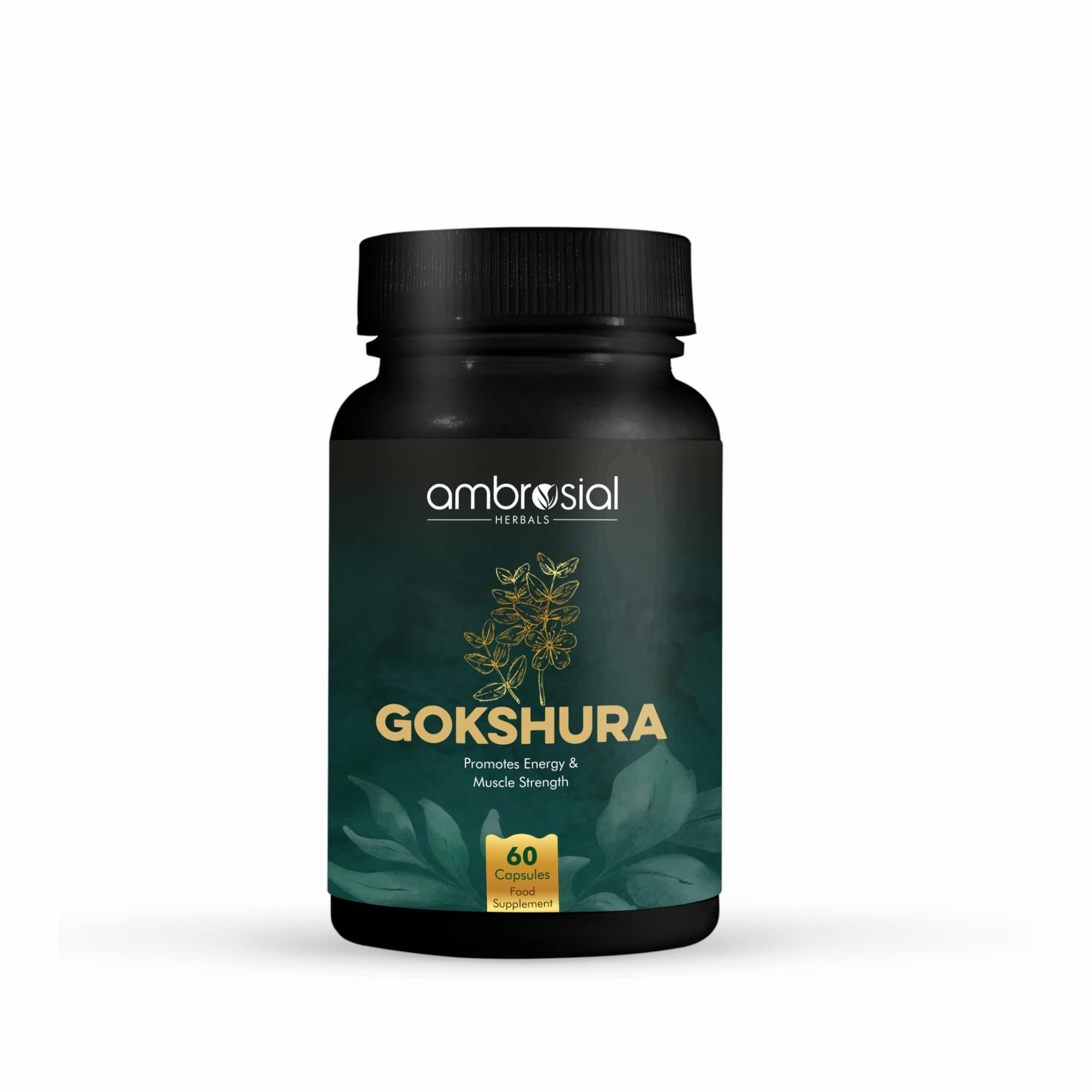Ambrosial Gokshura Tablets | Tribulus Terrestris High Strength Gokshura 500 mg EACH Capsule | Supports Immunity & Healthy Urinary Tract (Pack of 1-60 Capsules)