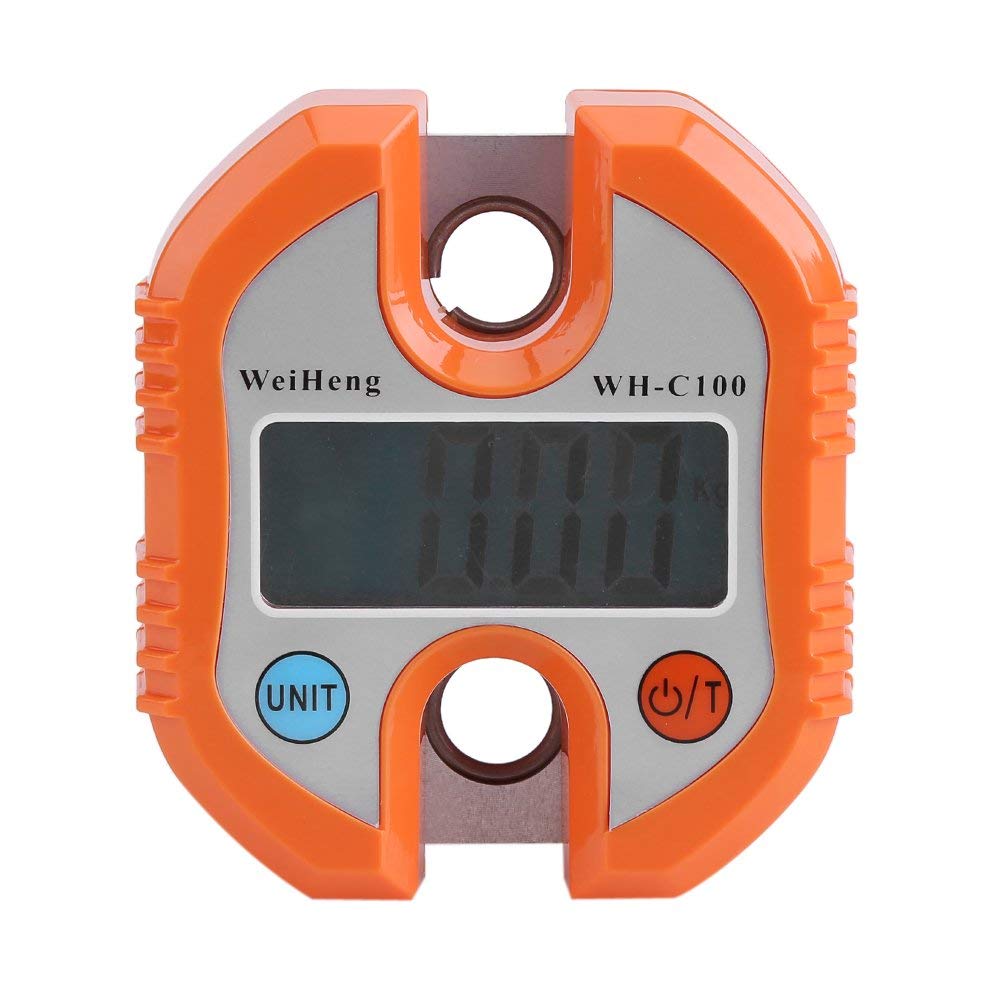 WeiHeng Bilancia Digitale Elettronico Bilancia Pesa Bagaglio Valigie con Gancio LCD Display 150kg/300lb(Arancia)