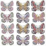 GOLDEN STRAWBERRY 12 PCS Multicolor Rhinestone Crystal Butterfly Brooch Pin Lapel Pin for Women