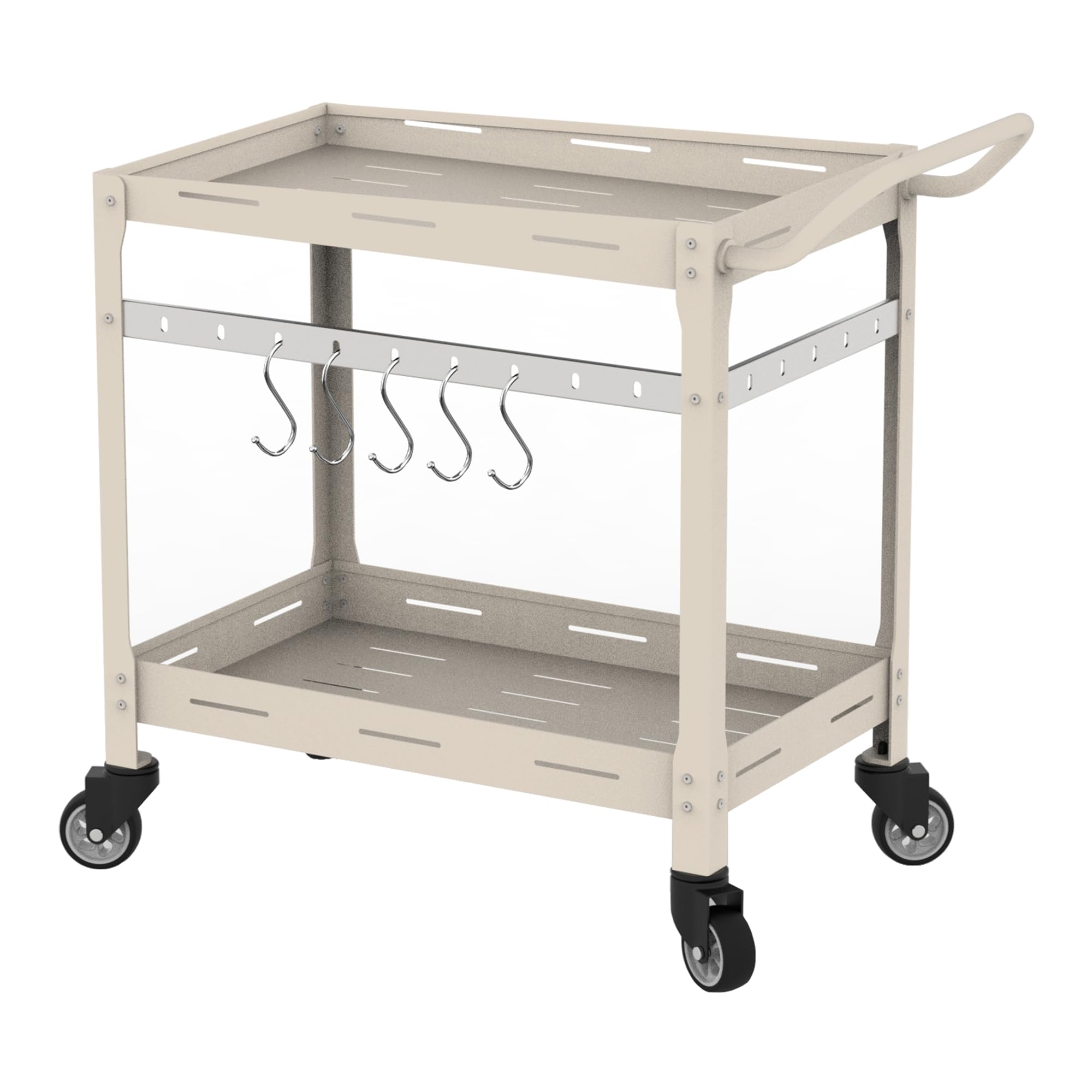 Casa.pro Carrello Portavivande da Giardino in Acciaio con 2 Ripiani 72x77x38 cm Champagne