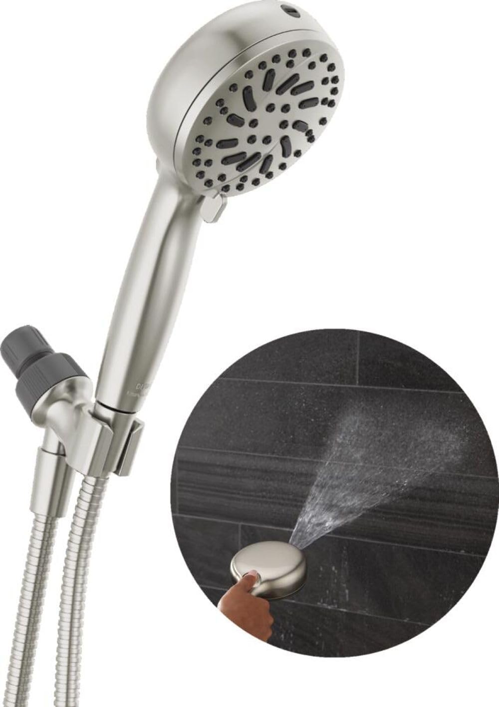 Delta Faucet ProClean Brushed Nickel Shower Head with Handheld, Showerhead with High Pressure Spray, Handheld Shower Head, 6 Spray Settings, SpotShield Brushed Nickel 75740SN
