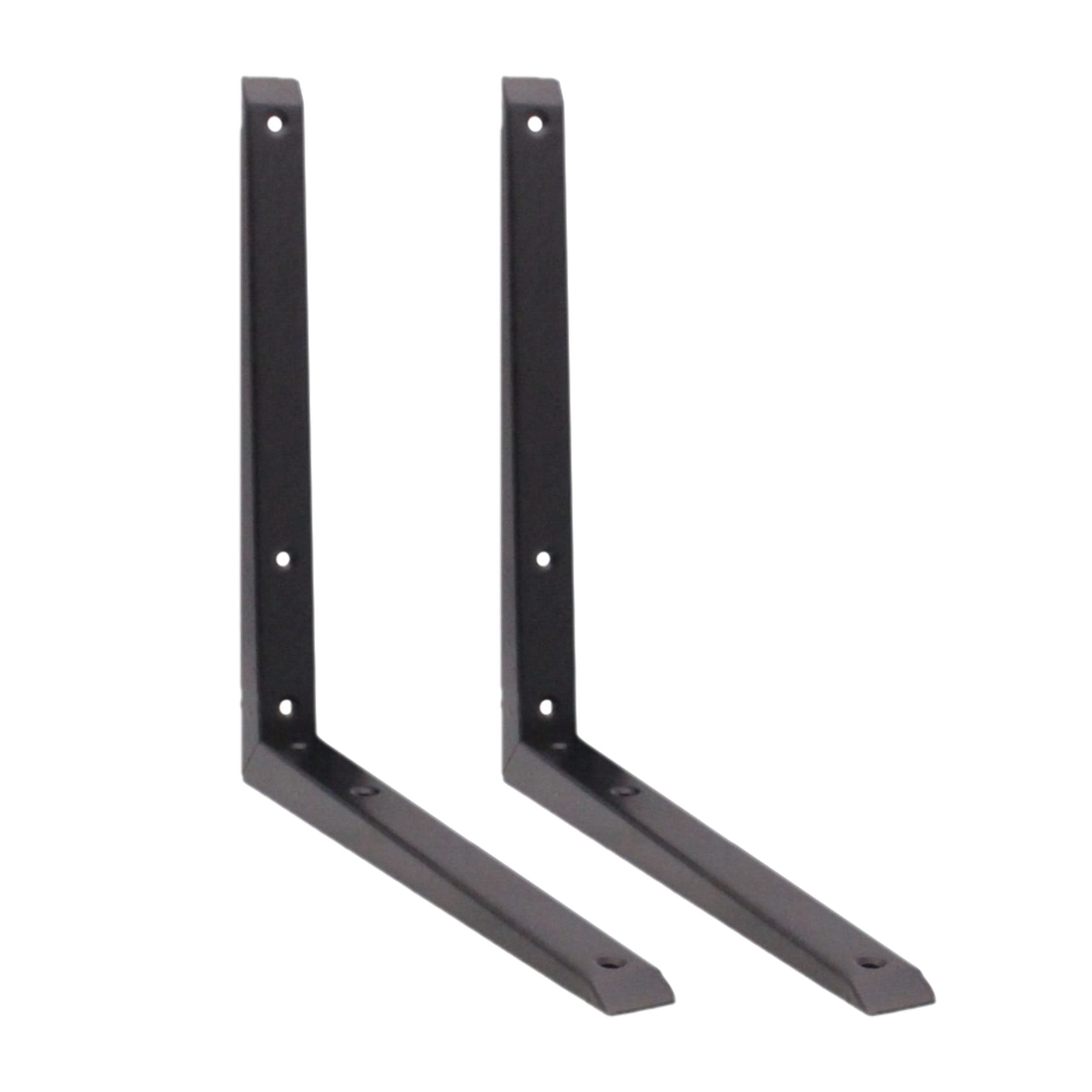 Strong Shelf Bracket Mitre Reinforced Pattern 300 x 300mm Black | Pack of 2 | EAI Brand