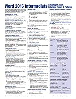 Microsoft Word 2016 Intermediate Quick Reference Paragraphs, Tabs, Columns, Tables & Pictures - Windows Version (Cheat Sheet of Instructions, Tips & Shortcuts - Laminated Card) 1939791006 Book Cover
