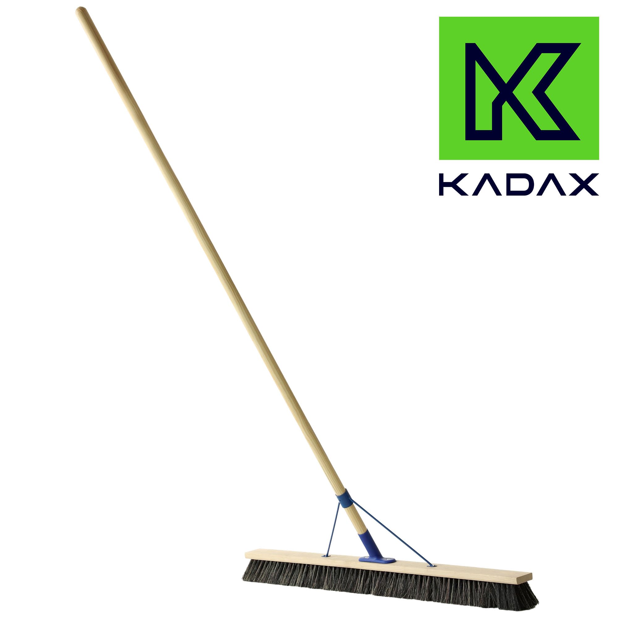 KADAX Balai de Rue Avec Long Manche en Bois, Large et Robuste, Brosse à Récurer Industrielle Pour Sol et Cour (100 cm)
