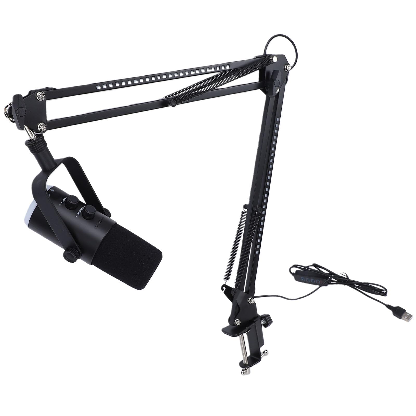 RiToEasysports Gaming-USB-Mikrofon, Dynamisches RGB-Kondensatormikrofon mit Galgenarm und Lautstärkeregler, PC-Gaming-Mikrofon aus Kunststoff und Metall für Streaming-Podcast-Aufnahmen (Black)
