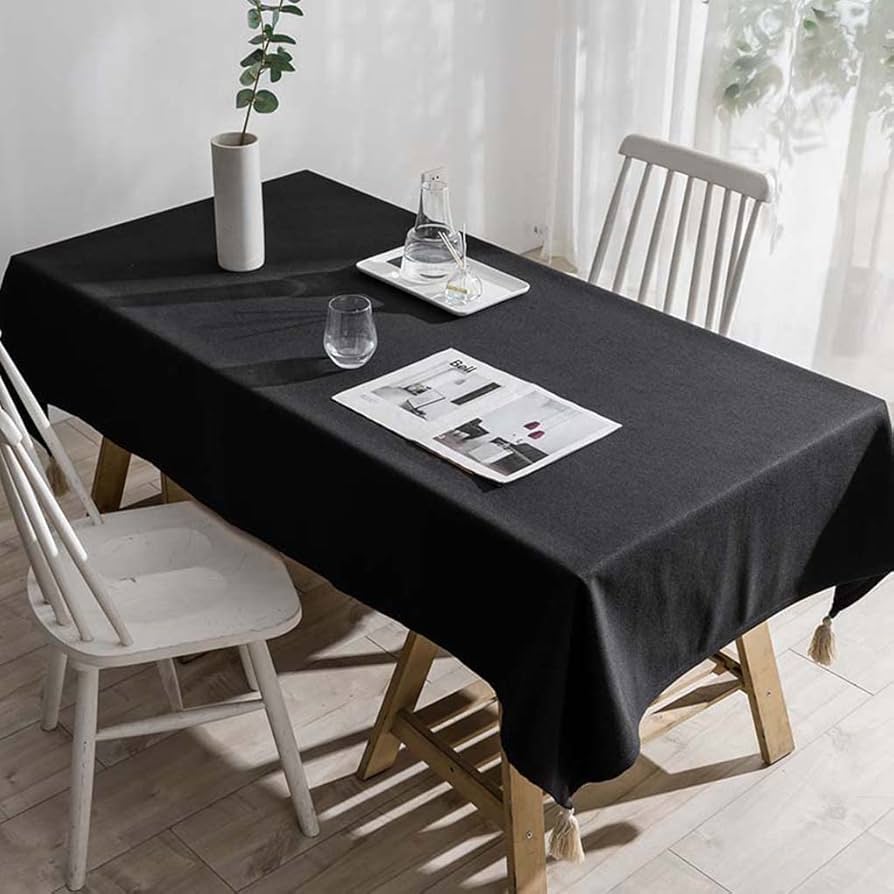 Amazon｜テーブルクロス 撥水 長方形 黒 無地 テーブルカバー