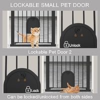 Vista 5 de Puerta de bebé con puerta para gatos de 30 a 48 pulgadas de ancho, color negro, puerta pequeña para mascotas para gatitos, cachorros, perros