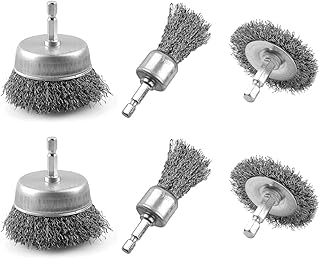 6PCS Wire Brushes for Drill – Heavy-Duty Rust & Paint Removal, Durable Crimped & Knotted Wire Wheels, Ideal for Metal, Wood, and Automotive Cleaning, Fits Most Drills