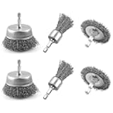 6PCS Wire Brushes for Drill – Heavy-Duty Rust & Paint Removal, Durable Crimped & Knotted Wire Wheels, Ideal for Metal, Wood, and Automotive Cleaning, Fits Most Drills