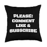Vlogger Plea to Viewers White Design Subscribe Comment Like Throw Pillow