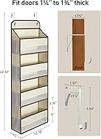 Vista 5 de Yecaye Organizador colgante sobre la puerta, 1 paquete, 35.2 libras de carga de juguetes de peluche, organizadores de baño a prueba de columpios