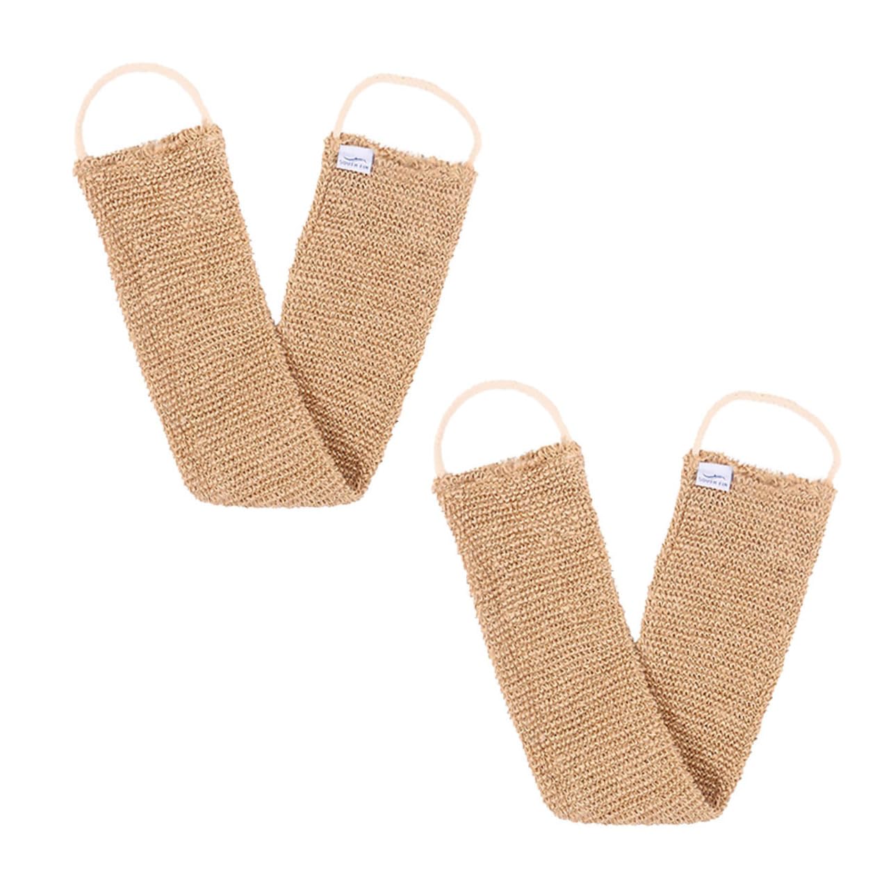 OUNONA 2Pcs Ramie Jute Back Scrubber Exfoliating Bath Towel for Daily Shower Use Lightweight and Portable Bath Strap for Home and Travel Gentle Cleansing for Arms Legs and Back