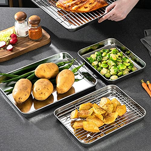 Bandeja de enfriamiento del horno Bandeja para hornear Bandeja con juego de estantes extraíbles Bandeja de enfriamiento de acero inoxidable para horno Bandeja de barbacoa Bandeja de enfriamiento par