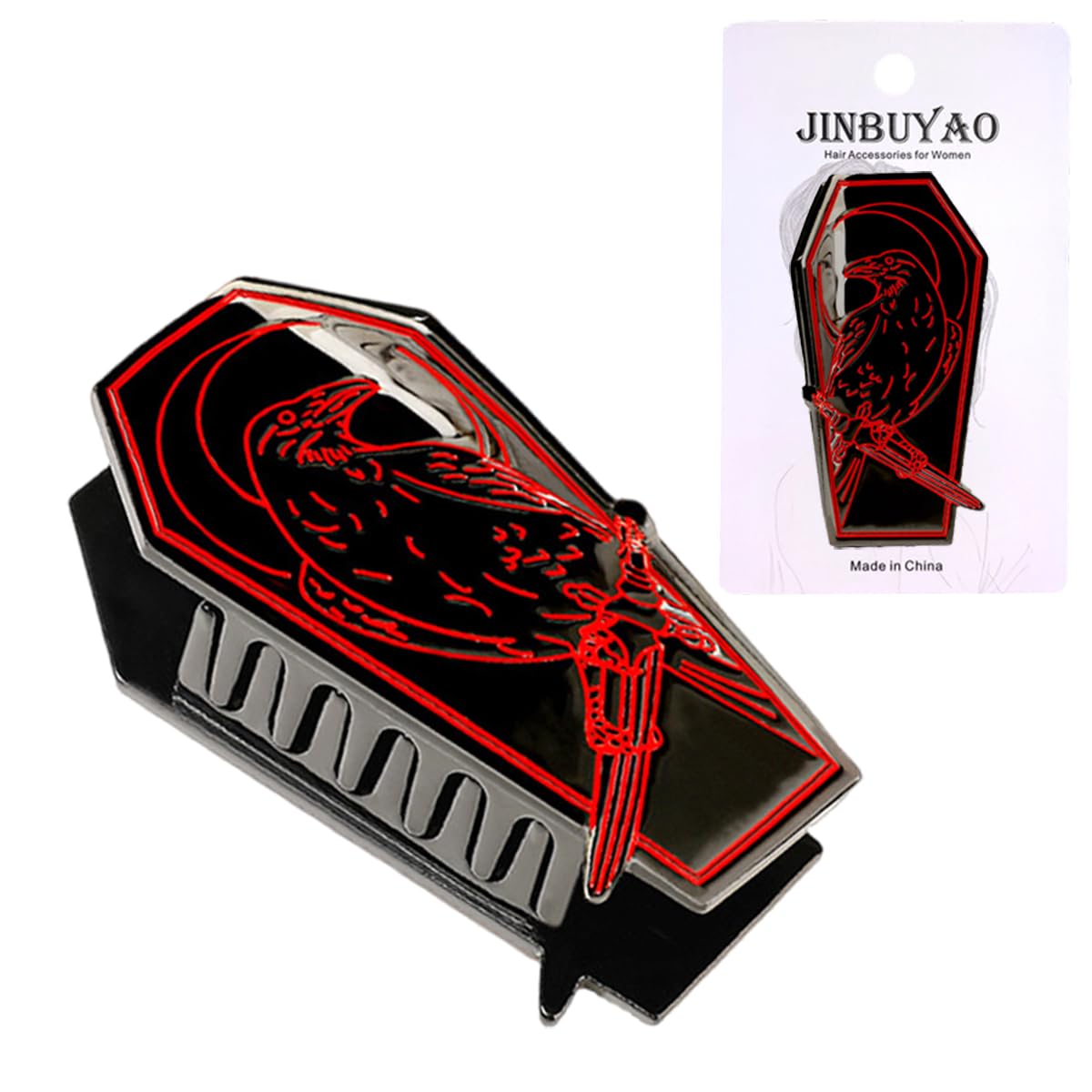 Scarlet Raven Hair Clip Coffin Shape Hair Clip Crow Claw Clip Unique Halloween Hair Accessories Spooky Hair Clips