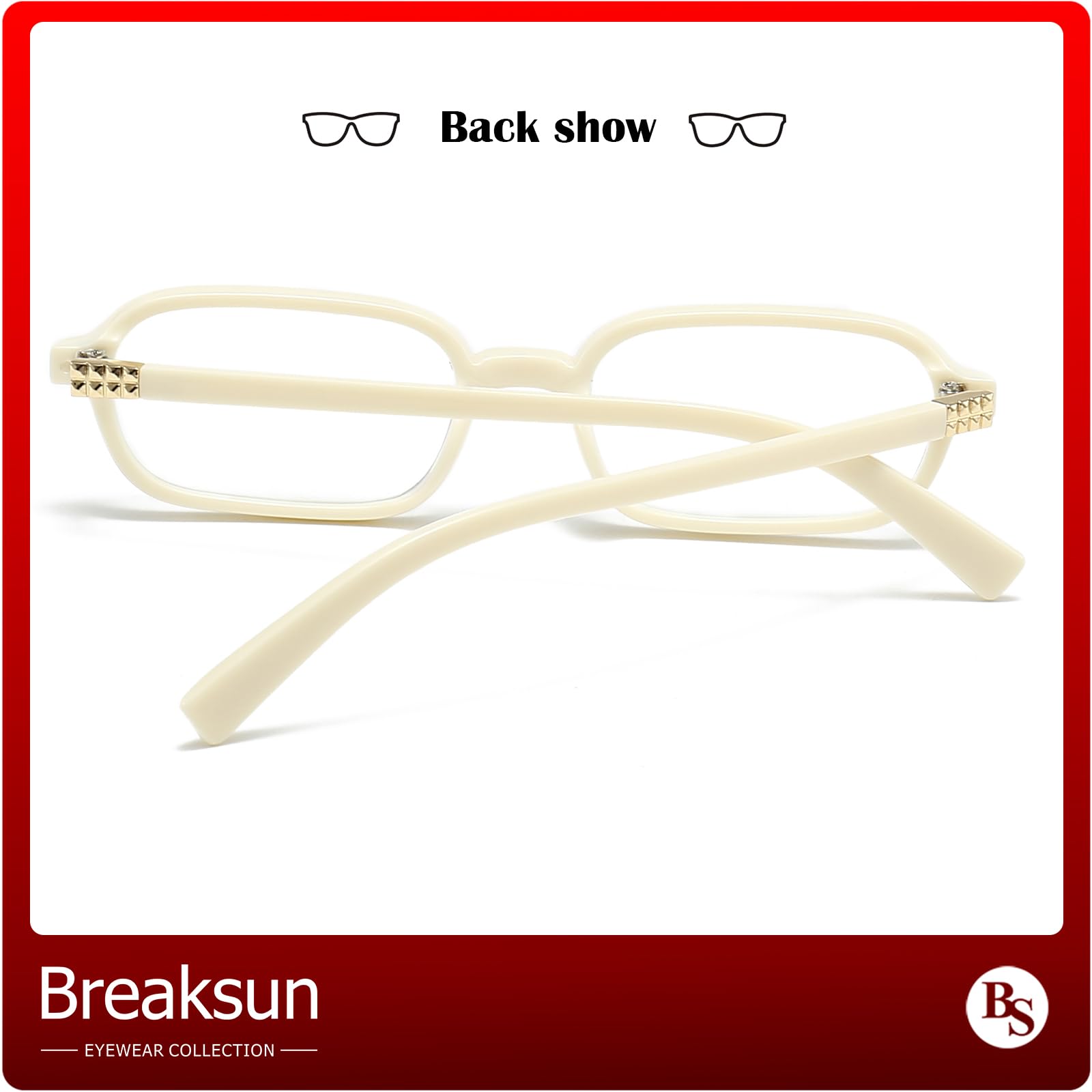Breaksun Retro-Brille für Damen und Herren, rechteckig, blaues Licht, klassisches Glas
