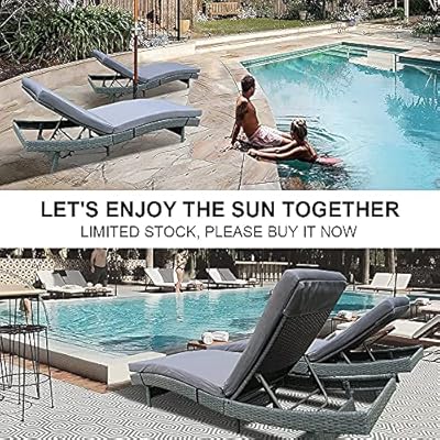 Patio Chaise Lounge Outdoor Gray Rattan Lounge Chair Wicker Portable Chaise Couch Furniture Adjustable Sunbed Lounger… 61hO8wq+GZL. SS400