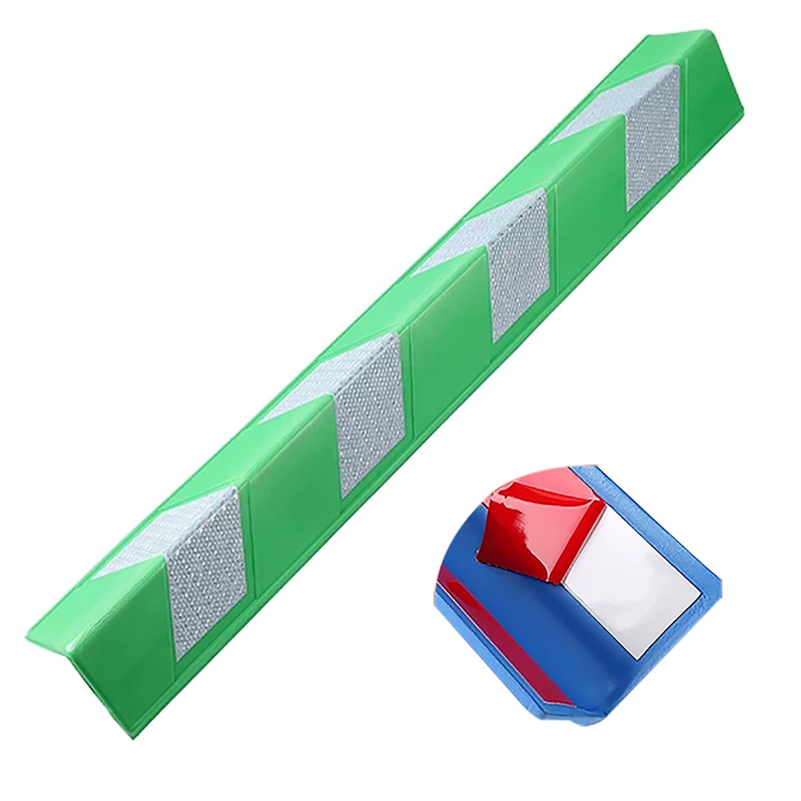 Reflective Rubber Foam Wall Corner Guard Set, Self-Adhesive Edge Protector, Weatherproof Bumpers, Night Visibility Crash Protection, for Car Parking, Roads, Trailers(Green)