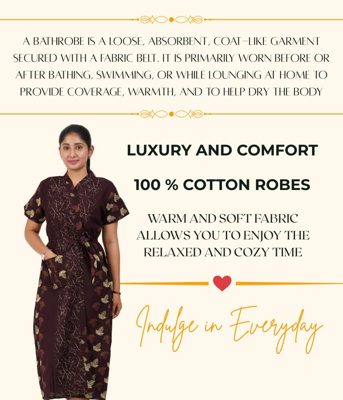 Image of MENMAII Cotton Feeding Robe for Women | Soft Breathable Maternity & Nursing Wear | Front Open Easy Feeding Access | Comfortable Nightwear for New Moms|Calf Length [Size: L,XL,XXL,3XL /FS]