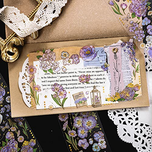 Vintage Flowers Stickers Set For Journaling - Maxleaf 12Sheets Clear Waterproof 3D Flowers Scrapbook Supplies Gold Foil Stickers Pack(Approximately 100Pcs) For Art Journaling Bullet Junk Journal Planners Diy Craft Kits Notebook Collage Album Aesthetic Picture Frames Love Letter Diary Phone Case Gift Decoration #TOP6