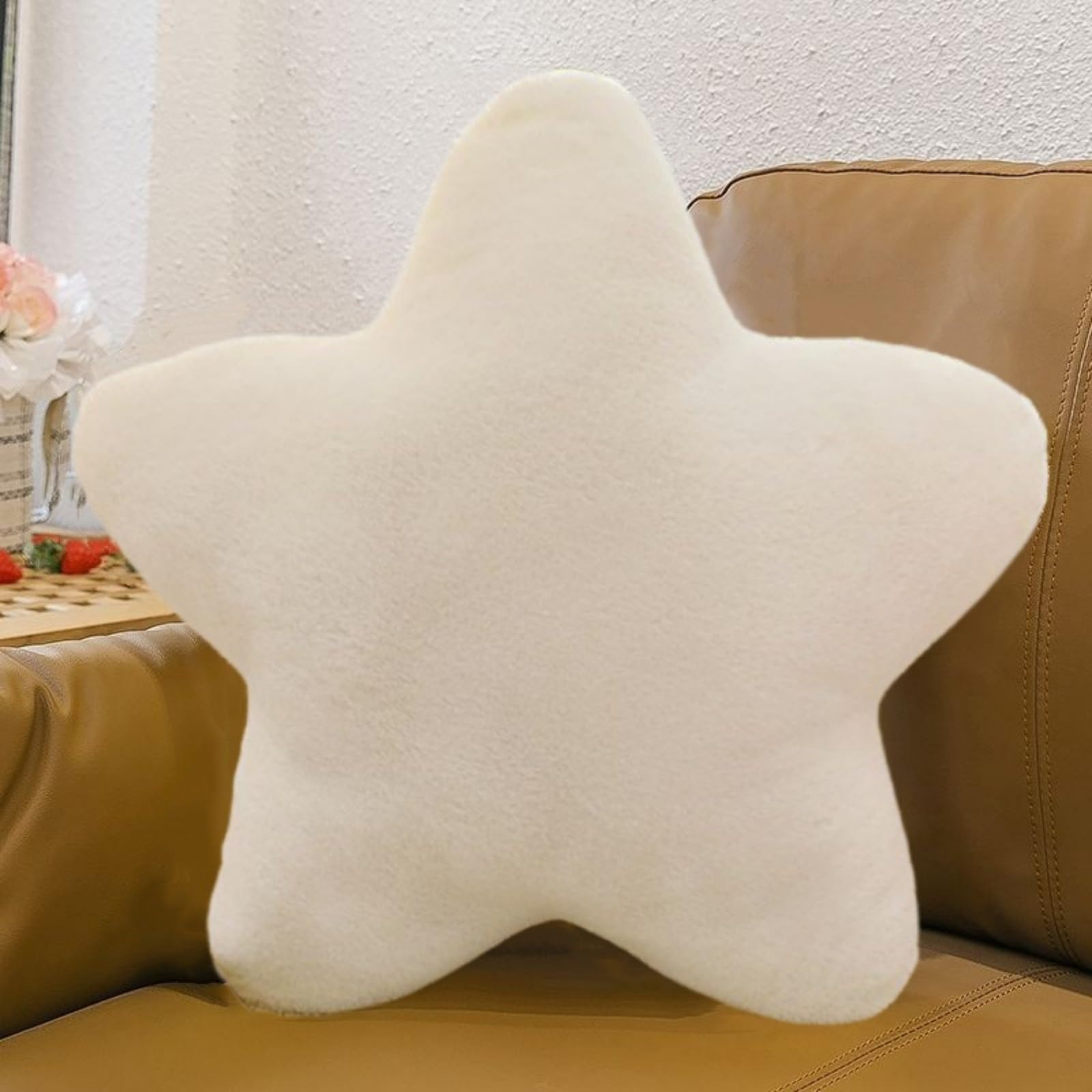 AQCQDQ Kuschelkissen Kinder, Sternkissen, Kissen Stern Kinderzimmer, Weiche Flauschiges Sternform Dekokissen für Mädchen und Jungen (Weiß,50 cm)