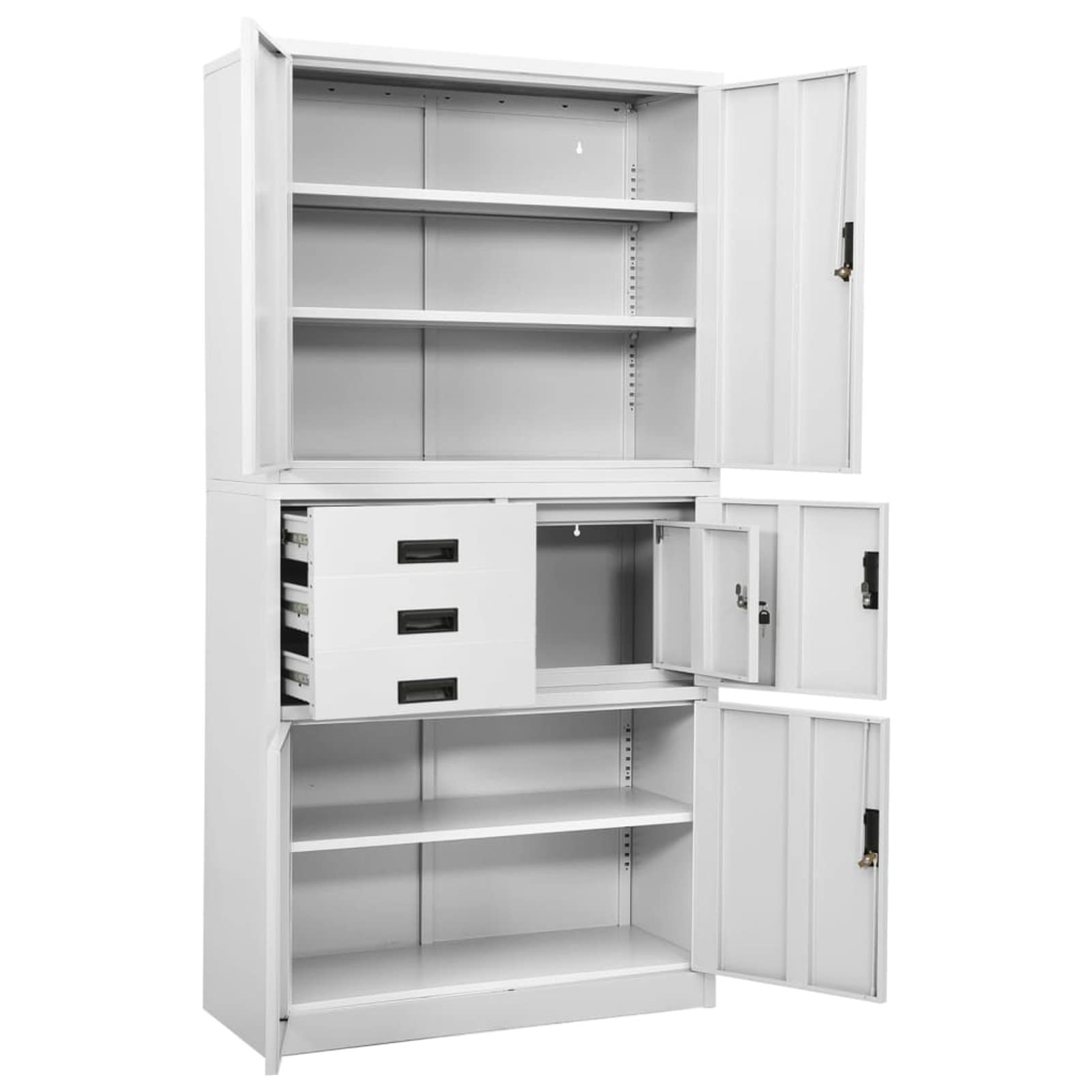 Homgoday Armadio Armadietto Armadietto Scuola Libri Archivi Archivio Archivio Ufficio Archivio Armadio Armadietto Armadietto in Acciaio Grigio Chiaro 90x40x180 cm Bianco