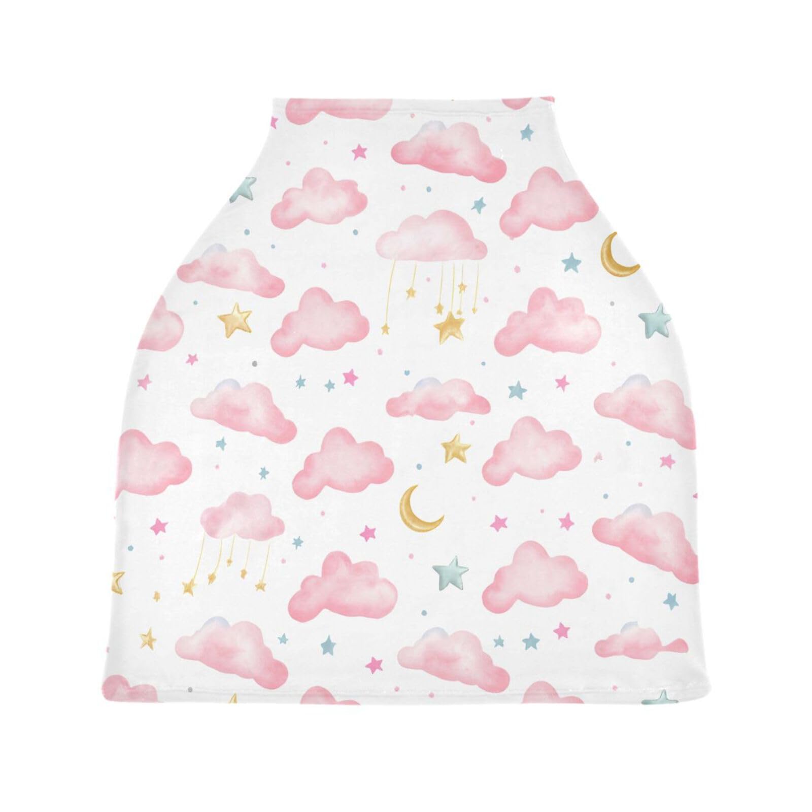 Nesatuwa Baby Car Seat Cover Soft Watercolor Clouds Breastfeeding Covers Stretchy Breathable Multi-Use Cover Carseat Canopy for Girls and Boys