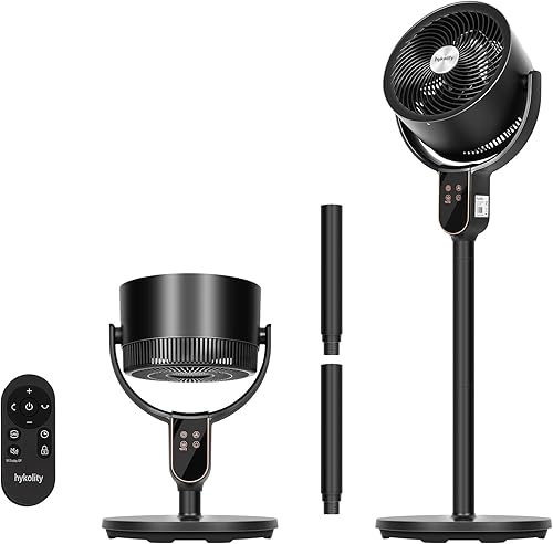 hykolity Ventilador para dormitorio, ventilador de pie oscilante omnidireccional de 90+70, pedestal 3 en 1 y ventilador de mesa, ventilador de piso