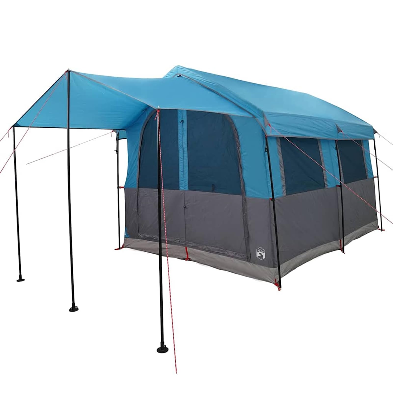 Gecheer Tenda da campeggio moderna, familiare con tetto blu e grigio 324x255x230 cm, in poliestere 185T impermeabile, per relax e attrezzatura outdoor