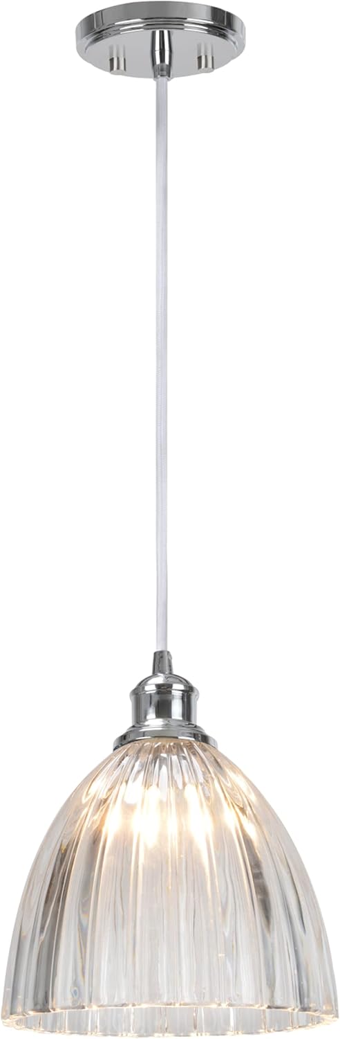 Aspen Creative 61004-2 Adjustable 1 Light Hanging Mini Pendant Ceiling Light, Transitional Design in C Finish, Clear Crystal Glass Shade, 9 3/4" Wide